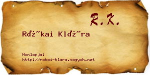Rákai Klára névjegykártya